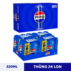Thùng 24 lon nước ngọt có gaz Pepsi Cola 320ml