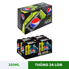 Thùng 24 lon nước ngọt Pepsi không calo vị chanh 320ml