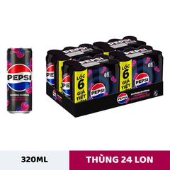Thùng 24 lon nước  ngọt Pepsi không calo vị phúc bồn tử 320ml