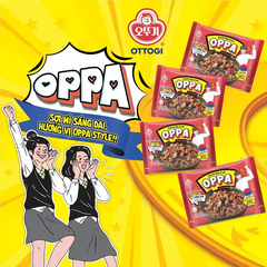 Thùng 30 gói mì trộn tương đen sườn heo Oppa Ottogi 65g
