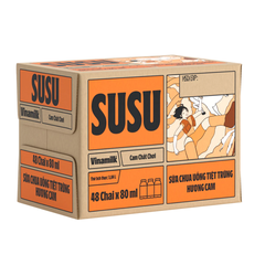 Thùng 48 chai sữa chua uống tiệt trùng Susu hương dâu/cam/táo nho/việt quất chuối 80ml