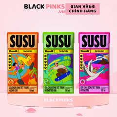 Thùng 48 hộp sữa chua uống tiệt trùng Susu hương táo nho/cam/dâu 110ml