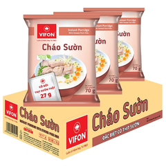 Thùng 50 gói cháo sườn/thịt bò/thịt bằm/thịt gà/trứng muối/nấm đông cô Vifon 70g