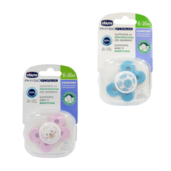 Ty ngậm Silicone Chicco Physio Comfort màu hồng và màu xanh 6M-16M
