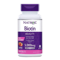 Viên ngậm đẹp da tóc và móng Natrol Biotin Beauty 5000mcg 250 viên