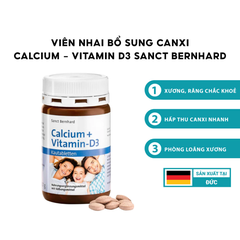 Viên nhai chắc khỏe xương bổ sung canxi và vitamin D3 Sanct Bernhard 90 viên