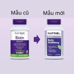 Viên uống mọc tóc Natrol Biotin 10000 mcg (100 viên)