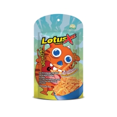 Hỗn hợp bánh que Dorkbua Lotus X vị truyền thống với snack hải sản mực vị cay gói 18g