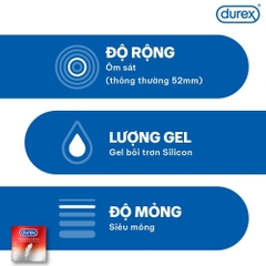 Bao cao su Durex Fetherlite Ultima siêu mỏng size 52mm (hộp 3 cái)