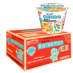 XÓA - [Thùng 12 ly] Mì ly mini Doraemon hải sản chua ngọt 53g