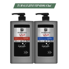 Tắm gội 2in1 hương nước hoa cao cấp Romano VIP Vision/Passion 650g
