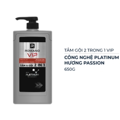 Tắm gội 2in1 hương nước hoa cao cấp Romano VIP Vision/Passion 650g