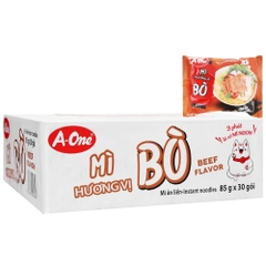 [Thùng 30 gói] Mì A-One vị bò/vị tôm chua Thái/vị sa tế/vị gà/ vị thịt xào gói 85g