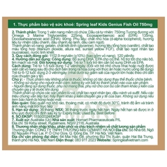 Viên uống SpringLeaf Kids Genius Fish Oil hỗ trợ não bộ và thị giác 120 viên (từ 1 tuổi)