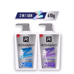 Tắm gội 2in1 sạch sâu Romano Genz Sea Breeze/Forest Cedar 610g
