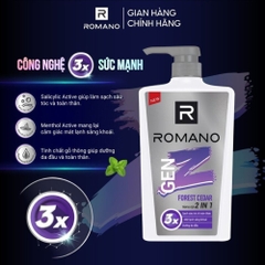 Tắm gội 2in1 sạch sâu Romano Genz Sea Breeze/Forest Cedar 610g