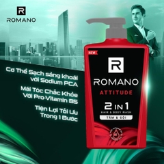Tắm gội 2in1 hương nước hoa Romano Classic/Attitude/Force 650g