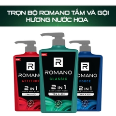 Tắm gội 2in1 hương nước hoa Romano Classic/Attitude/Force 650g