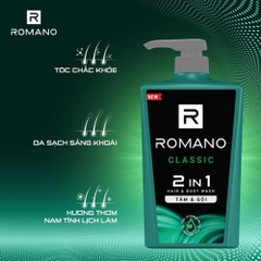 Tắm gội 2in1 hương nước hoa Romano Classic/Attitude/Force 650g