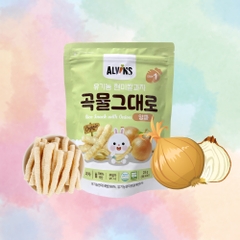 Bánh gạo lứt ăn dặm hữu cơ cho bé vị hành tây Alvins 25g