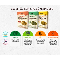 Gia vị rắc cơm cho bé vị gà/vị rau củ/vị tôm Alvins 28g dành cho bé từ 15 tháng tuổi