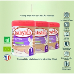 Sữa bò hữu cơ Babybio số 1/số 2/số 3 dòng Optima bổ sung lợi khuẩn 800g dành cho bé từ sơ sinh đến 36 tháng tuổi
