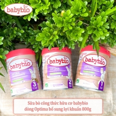 Sữa bò hữu cơ Babybio số 1/số 2/số 3 dòng Optima bổ sung lợi khuẩn 800g dành cho bé từ sơ sinh đến 36 tháng tuổi
