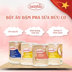 Bột ăn dặm pha sữa hữu cơ nhiều vị bổ sung vitamin B1 Babybio 220g dành cho bé từ 6 tháng tuổi