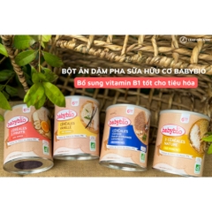 Bột ăn dặm pha sữa hữu cơ nhiều vị bổ sung vitamin B1 Babybio 220g dành cho bé từ 6 tháng tuổi