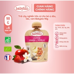 Trái cây nghiền hữu cơ cho bé nhiều vị Babybio 90g dành cho bé từ 6 tháng tuổi trở lên