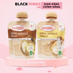 Thực phẩm bổ sung váng sữa hữu cơ cho bé vị cacao/vị vani Babybio 85g dành cho bé từ 6 tháng tuổi trở lên