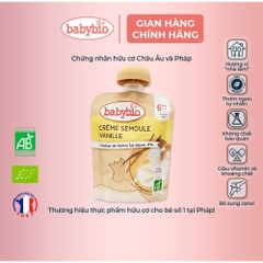 Thực phẩm bổ sung váng sữa hữu cơ cho bé vị cacao/vị vani Babybio 85g dành cho bé từ 6 tháng tuổi trở lên