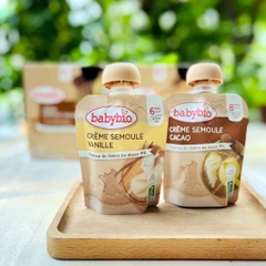 Thực phẩm bổ sung váng sữa hữu cơ cho bé vị cacao/vị vani Babybio 85g dành cho bé từ 6 tháng tuổi trở lên