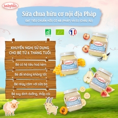 Sữa chua cừu/dê hữu cơ cho bé nhiều vị Babybio dạng hũ thuỷ tinh 130g dành cho bé từ 6 tháng tuổi trở lên