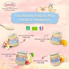 Sữa chua cừu/dê hữu cơ cho bé nhiều vị Babybio dạng hũ thuỷ tinh 130g dành cho bé từ 6 tháng tuổi trở lên