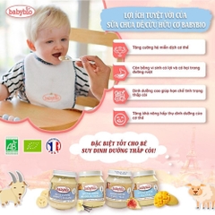 Sữa chua cừu/dê hữu cơ cho bé nhiều vị Babybio dạng hũ thuỷ tinh 130g dành cho bé từ 6 tháng tuổi trở lên