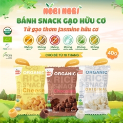 Thực phẩm bổ sung bánh snack gạo hữu cơ Nobi Nobi vị phô mai/vị socola/vị truyền thống 40g dành cho bé từ 18 tháng tuổi