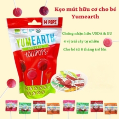 Túi 40/14 chiếc kẹo mút hữu cơ cho bé 8/4 hương vị trái cây Yumearth 248g/87g
