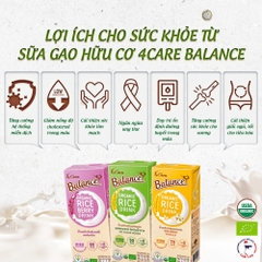 Sữa gạo trắng/gạo tím hữu cơ không đường/hương vani 4Care Balance 180ml
