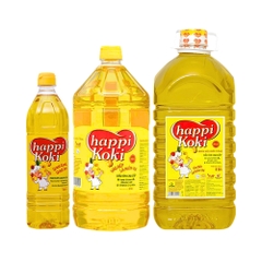 Thùng 4/6/12 chai dầu ăn Happi Koki chai 1 lít/2 lít và bình 5 lít