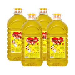 Thùng 4/6/12 chai dầu ăn Happi Koki chai 1 lít/2 lít và bình 5 lít