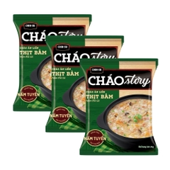 Thùng 30 gói cháo ăn liền Story cháo thịt bằm nấm đùi gà/cá hồi nấm linh chi nâu 70/71g