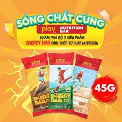 Thanh năng lượng Play Energy Bar vị trái cây và yến mạch/cam và cacao/macca và bơ đậu phộng 45g