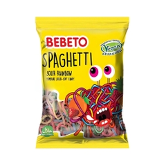 Kẹo dẻo Bebeto hình mì spagetti vị cola/rainbow/dâu gói 80g