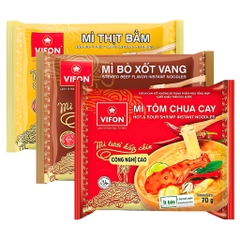 Mì tươi hấp chín Vifon vị thịt bằm/bò sốt vang/tôm chua cay gói 70g