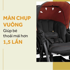 Xe đẩy Combi CrossGo 4 bánh quay tự động - Đen cam/xanh blue/kẻ ghi