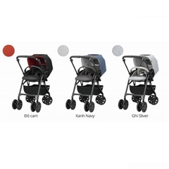 Xe đẩy Combi CrossGo 4 bánh quay tự động - Đen cam/xanh blue/kẻ ghi