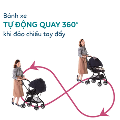 Xe đẩy Combi Sugocal Light 4 bánh quay tự động màu xanh dương/hồng
