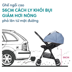 Xe đẩy Combi Sugocal Light 4 bánh quay tự động màu xanh dương/hồng