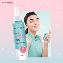 Xịt khóa makeup Silkygirl Hydrate & Refresh 70ml (xanh)